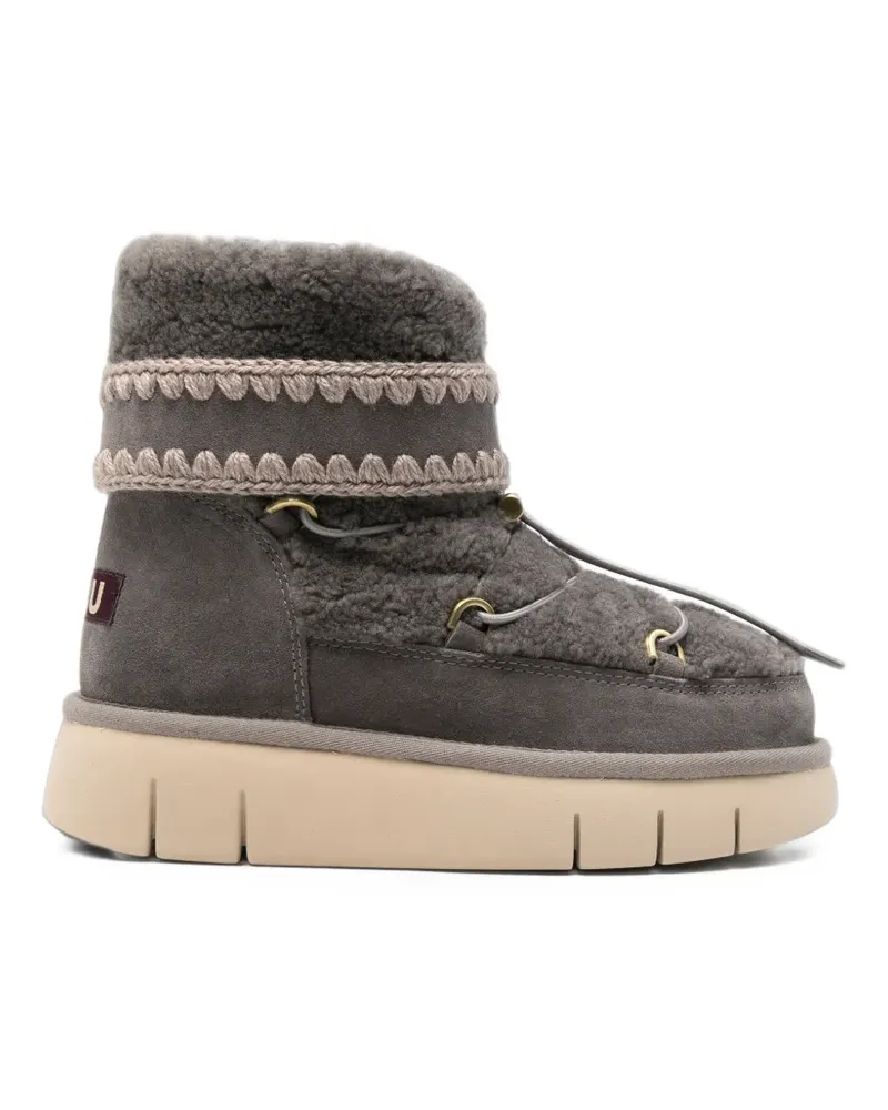 Mou Bounce crochet-trim lace-up boots - Grau Grau