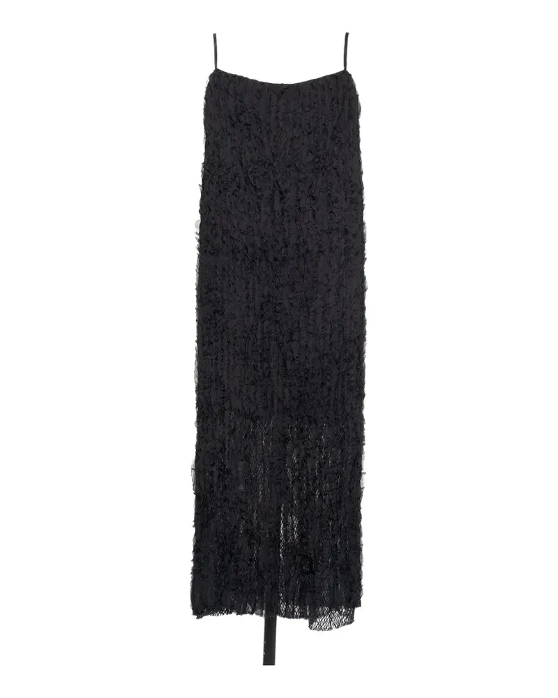 Muller of Yoshiokubo Gerüschtes Midikleid mit Spaghettiträgern - Schwarz Schwarz