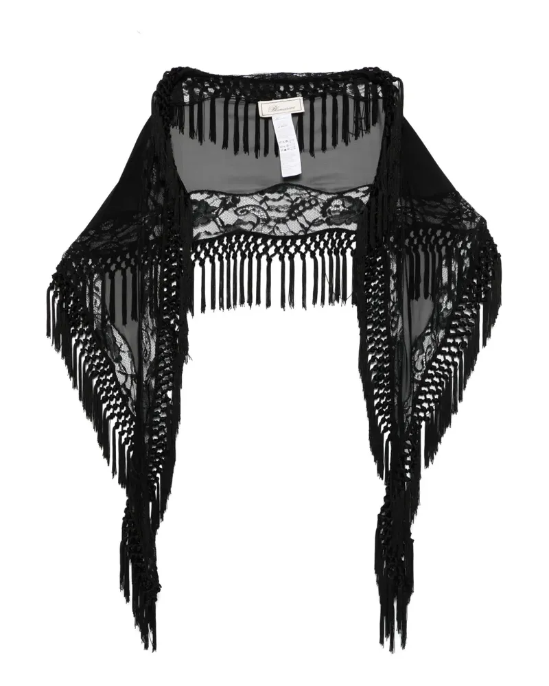 Blumarine lace-trimmed fringe scarf - Schwarz Schwarz