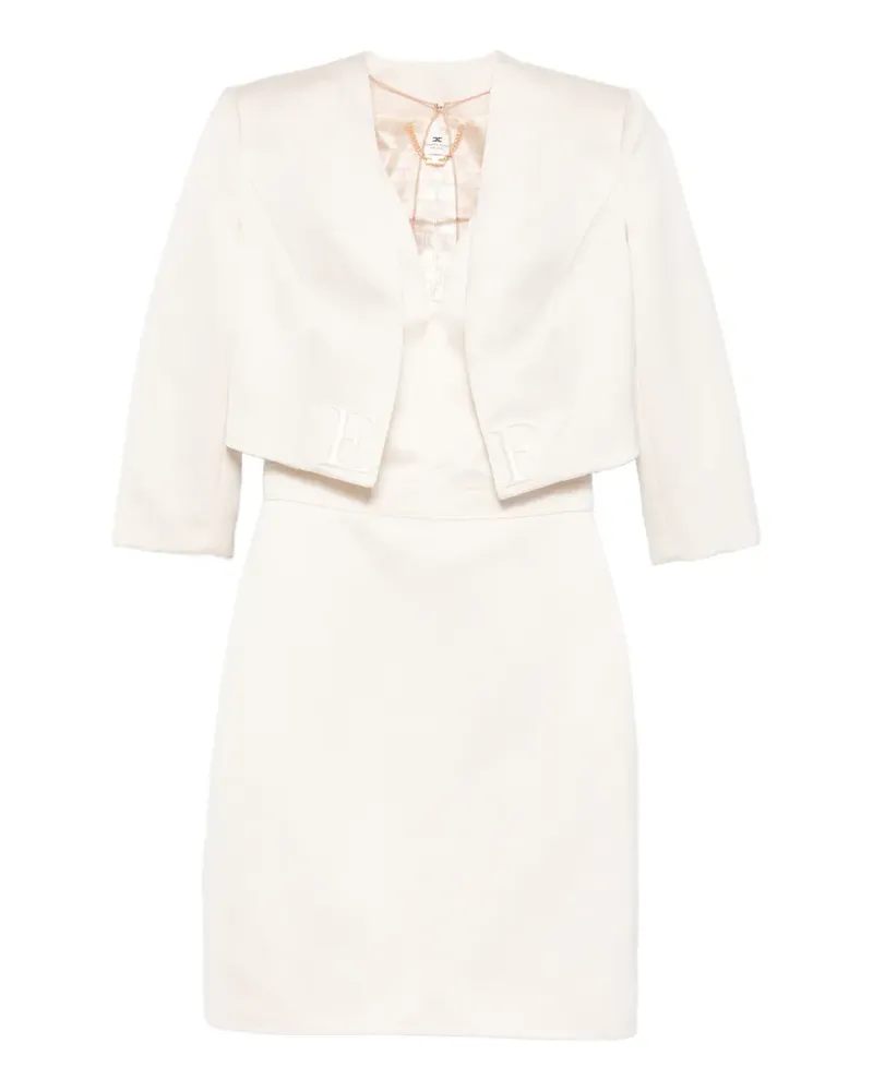 Elisabetta Franchi logo cropped jacket dress - Nude Nude
