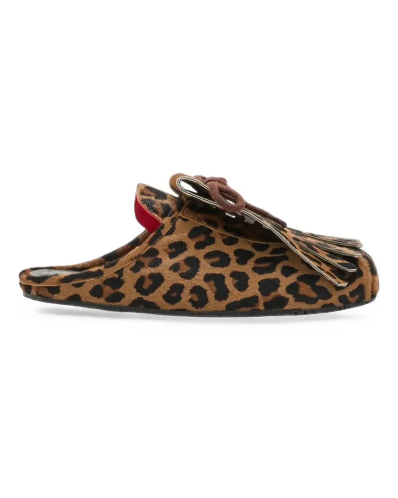 PLAN C Fransen-Mules mit Leopardenprint - Braun Braun