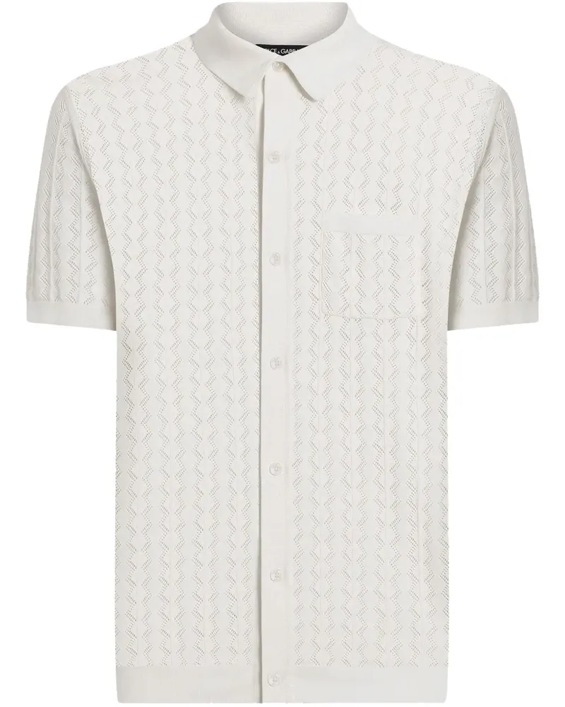 Dolce & Gabbana Poloshirt mit Lochstrickmuster - Weiß Weiß