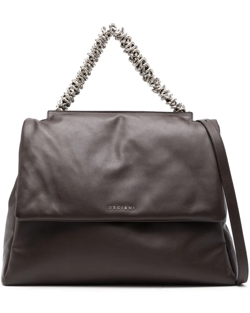 Orciani Handtasche mit Zierkette - Schwarz Schwarz