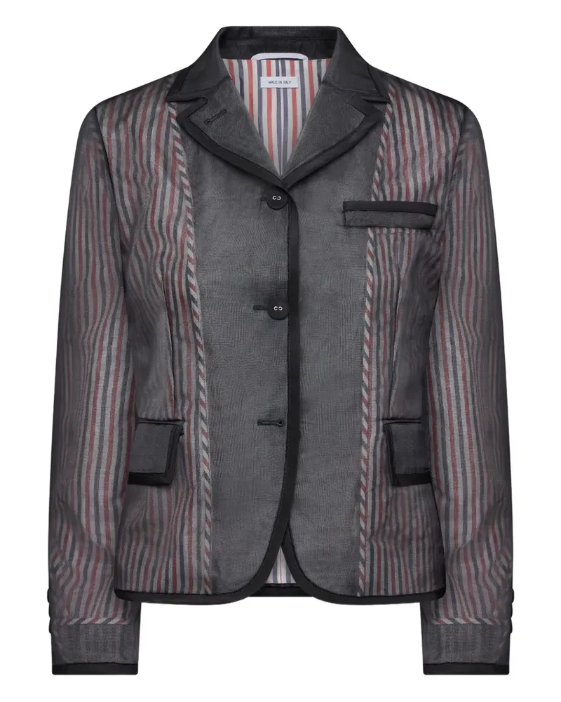 Thom Browne Gestreifter Organza-Blazer - Schwarz Schwarz