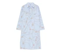 Hemd-Minikleid mit Seil-Print - Blau