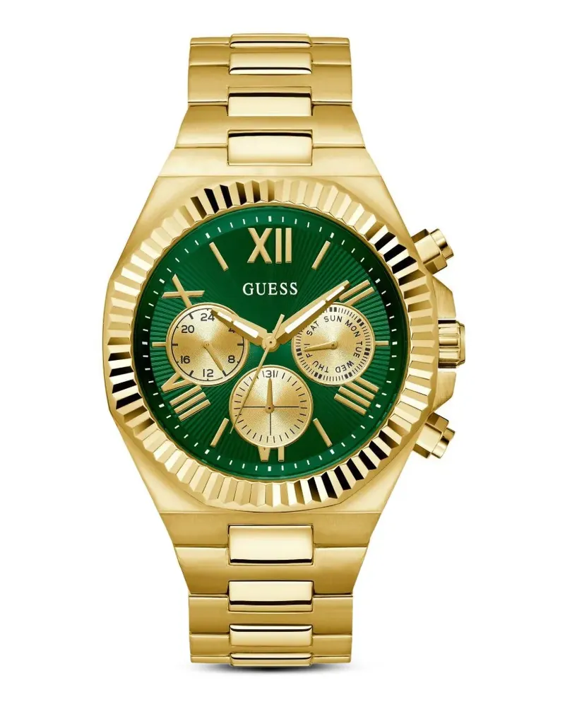 Guess Armbanduhr mit geriffelter Lünette 44mm - Grün Grün