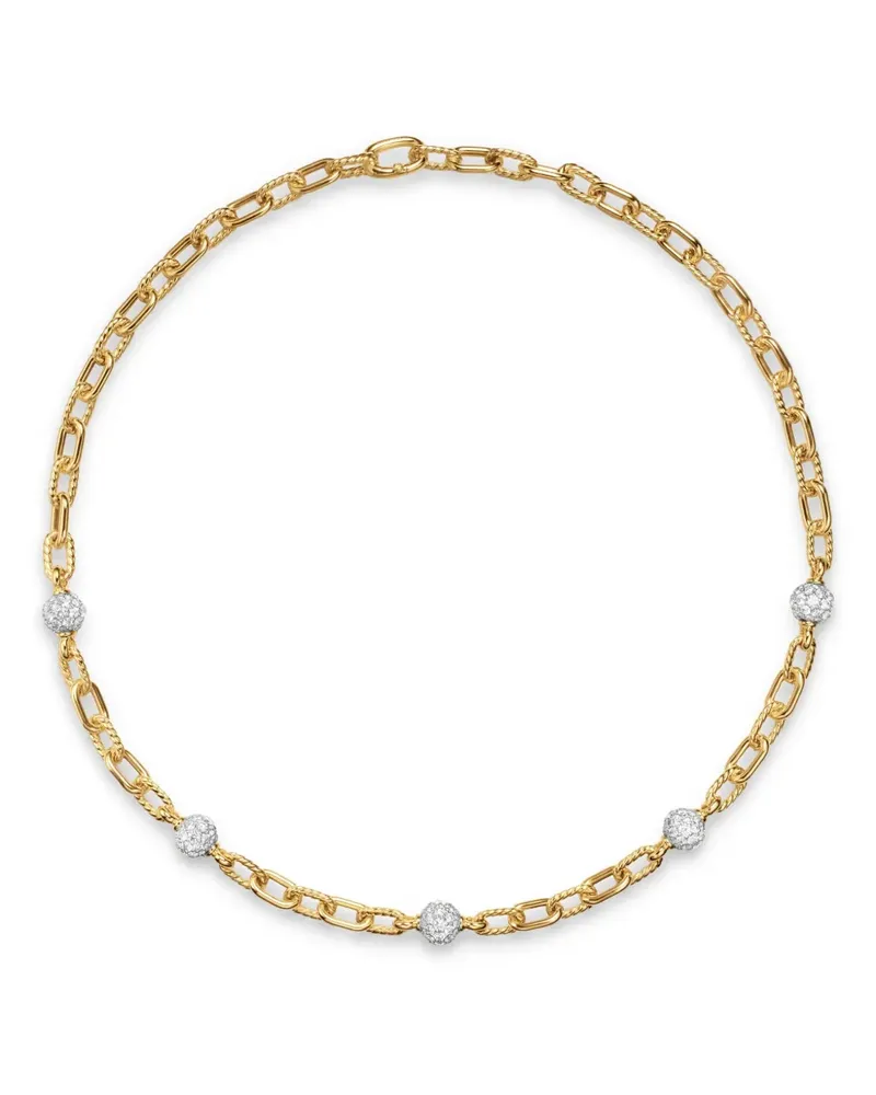 David Yurman 18kt DY Madison Gelbgoldhalskette mit Perlen und Diamanten (6mm Gold