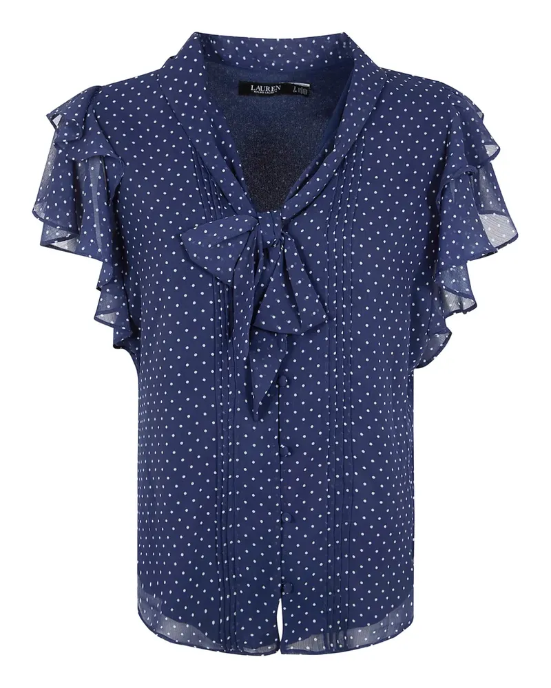 Ralph Lauren Georgette-Bluse mit Polka Dots - Blau Blau
