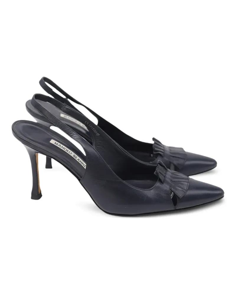 Manolo Blahnik Slingback-Pumps mit Rüschendetail - Blau Blau