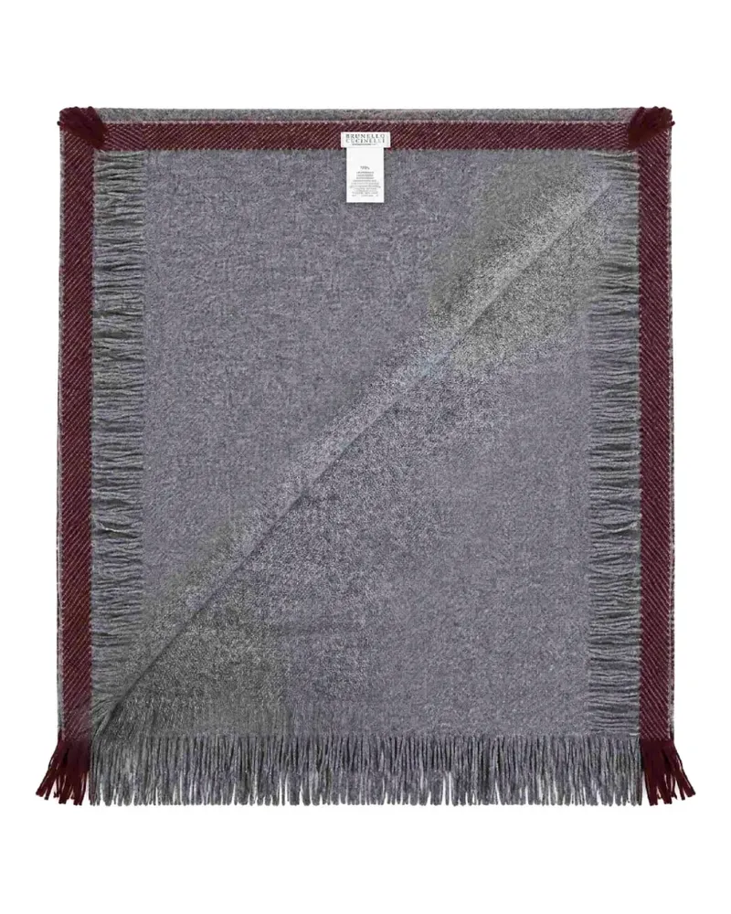 Brunello Cucinelli fringed contrast-trim scarf - Grau Grau