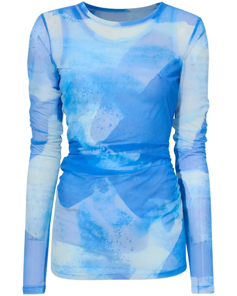 Proenza Schouler Amber Oberteil mit abstraktem Print Blau