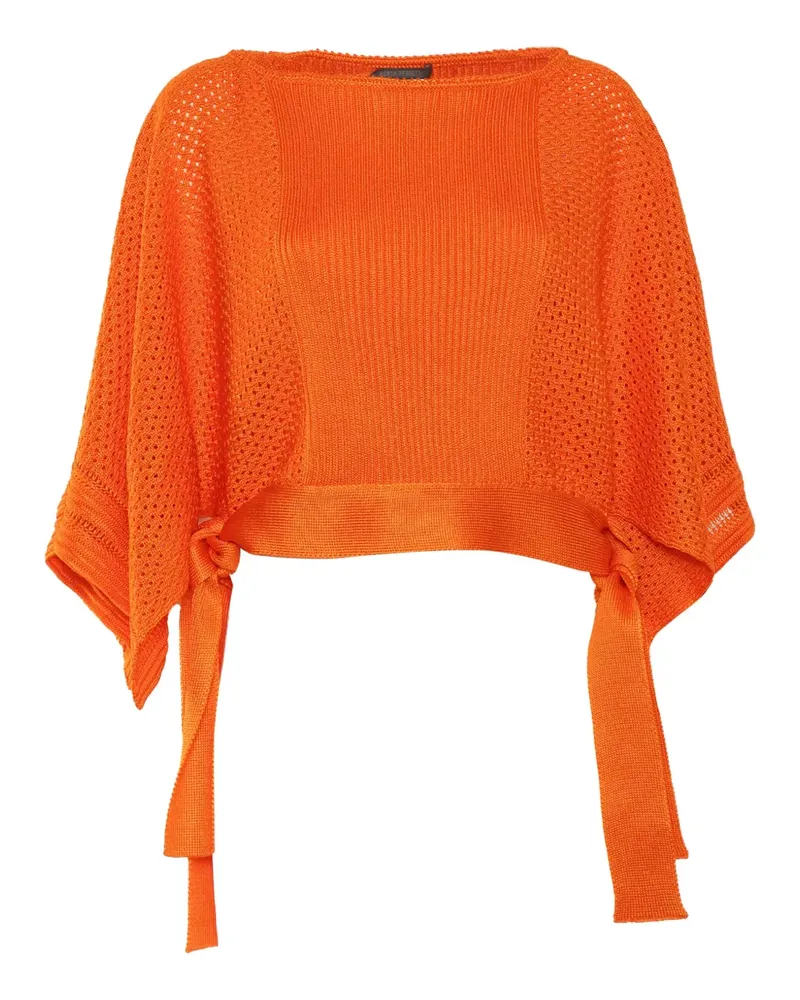 Alberta Ferretti Lochstrick-Pullover mit Bindedetail - Orange Orange