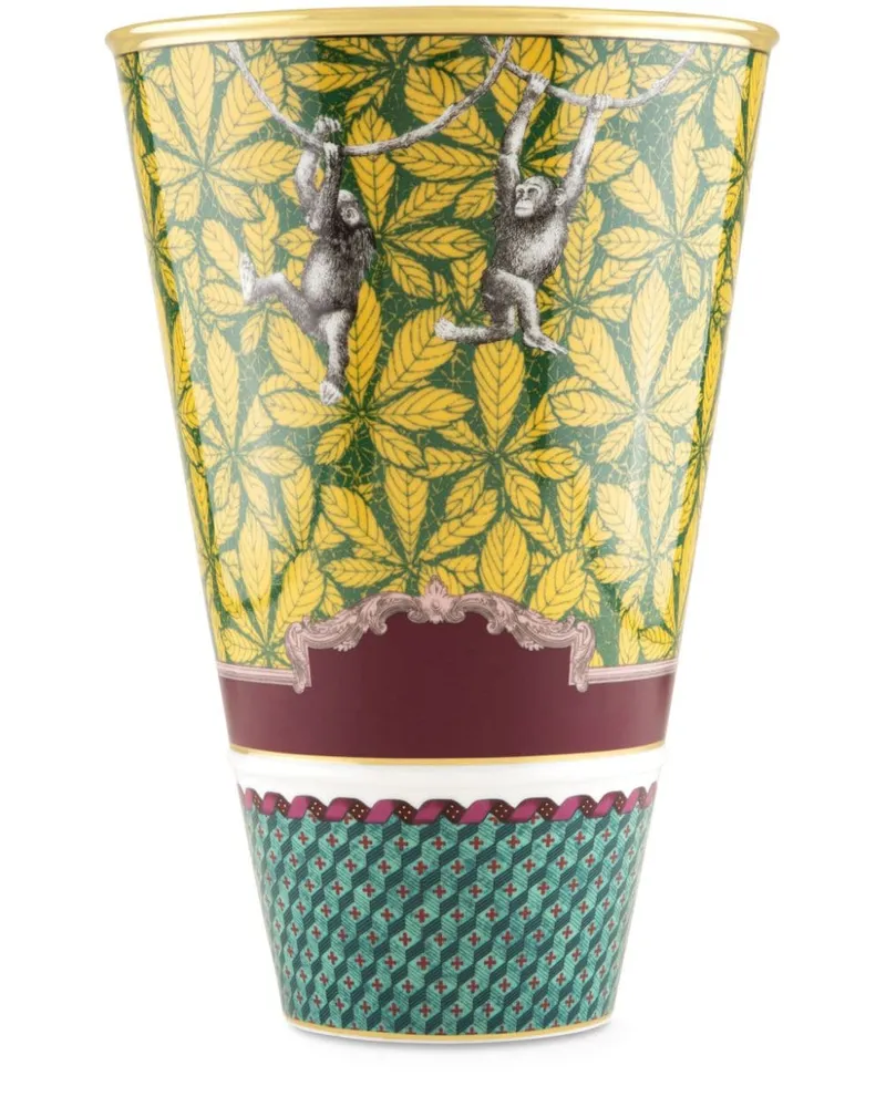 Ginori 1735 Scimmia Totem Vase (30cm Gelb