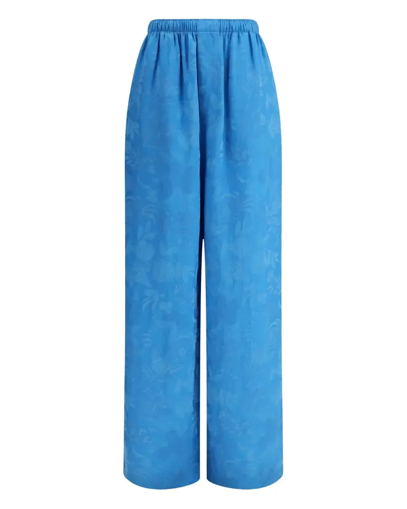 Balenciaga floral-pattern elasticated-waist trousers - Blau Blau