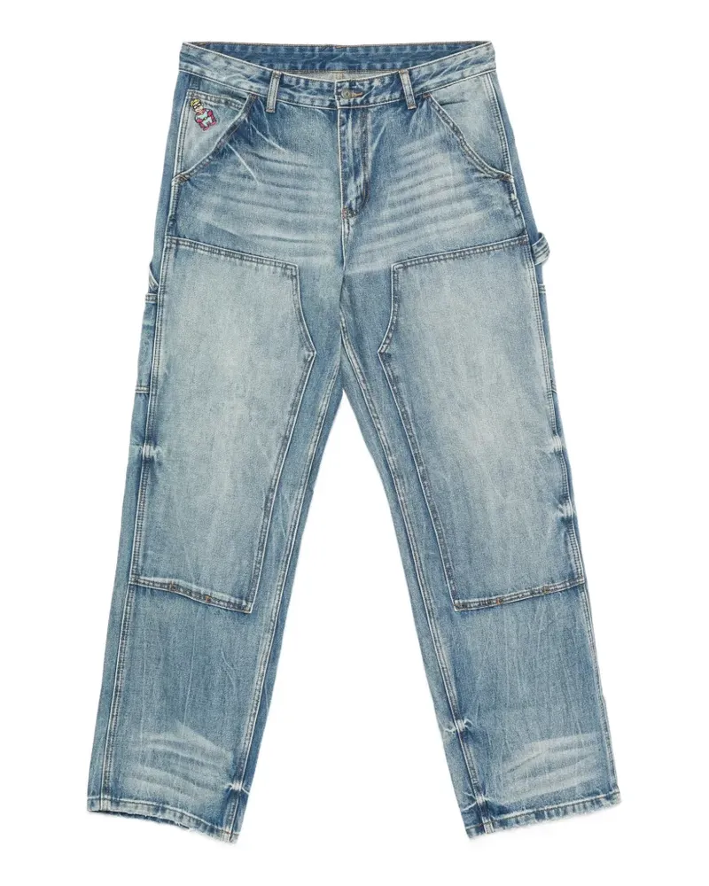 KidSuper whiskering-effect jeans - Blau Blau