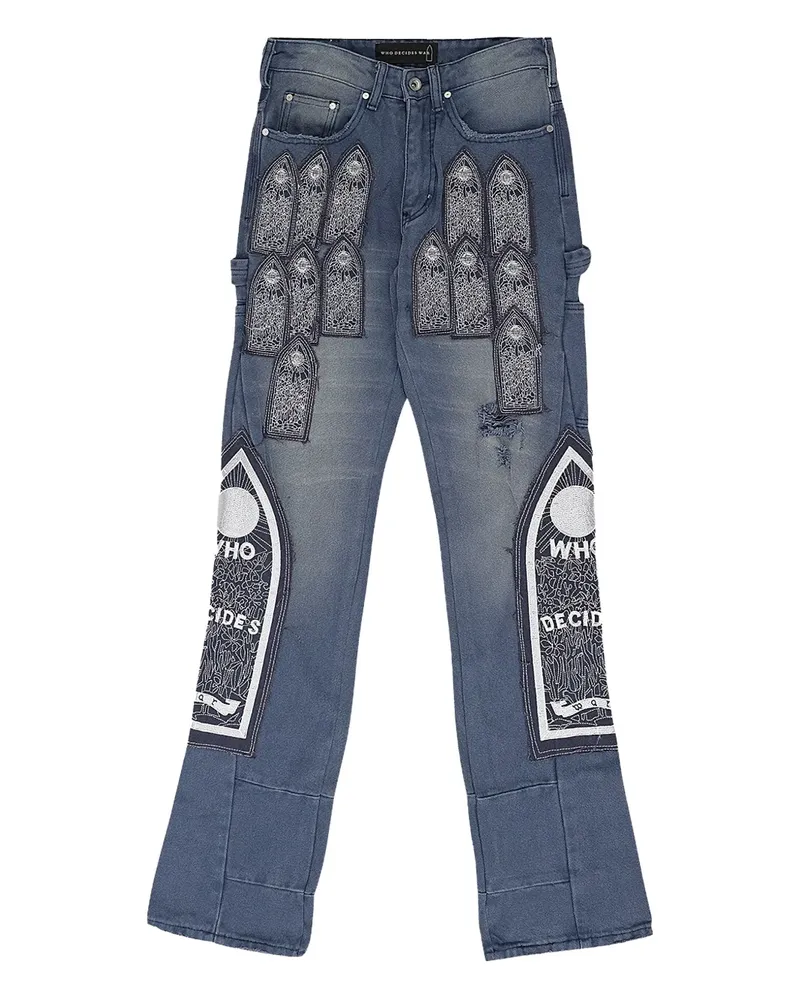 WHO DECIDES WAR patched jeans - Violett Violett