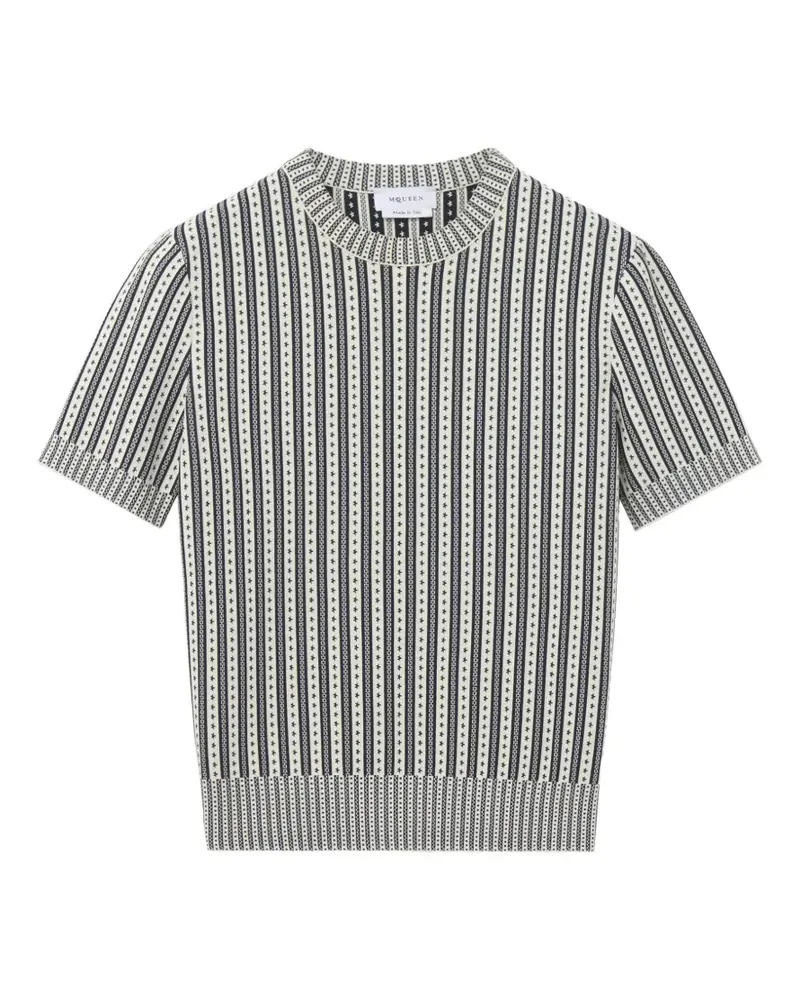 Alexander McQueen striped knit top in ivory/navy - Nude Nude