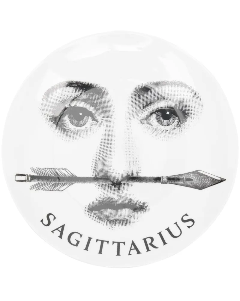 Fornasetti Tema e Variazioni n.356 Sagittarius Wandteller (26cm) - Weiß Weiß