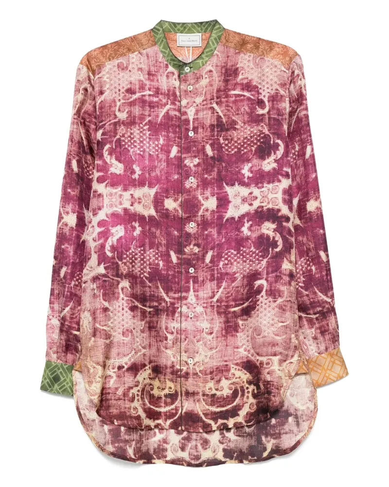 Pierre-Louis Mascia Seidenhemd mit Damask-Print - Violett Violett