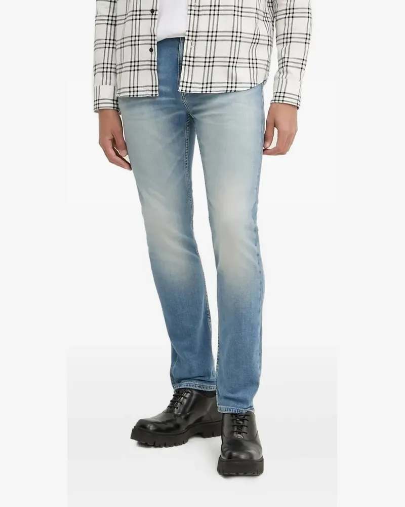 HUGO BOSS Jeans mit Leder-Patch - Blau Blau