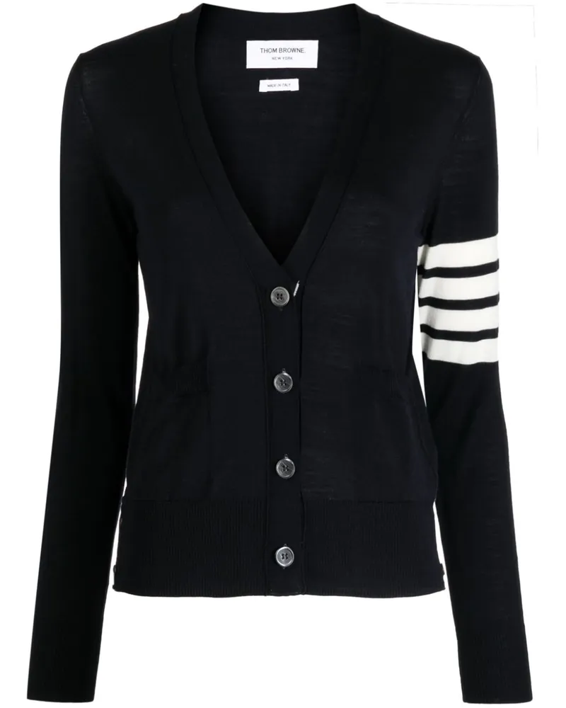 Thom Browne Fein gestrickter Cardigan - Blau Blau