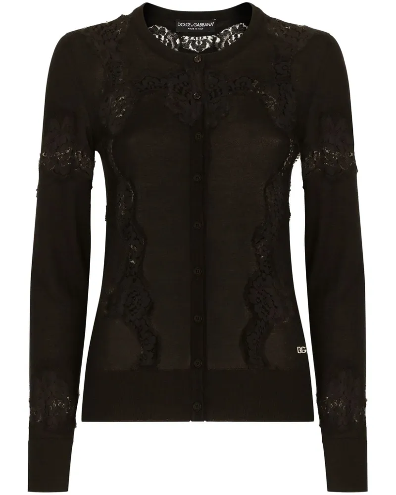 Dolce & Gabbana Cardigan mit Spitzendetail - Schwarz Schwarz