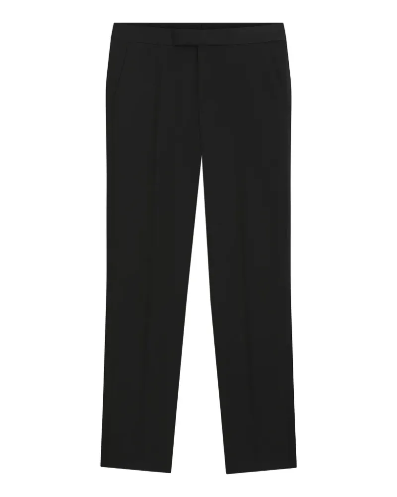 HUGO BOSS Hose aus Schurwolle mit Satinbesatz - Schwarz Schwarz