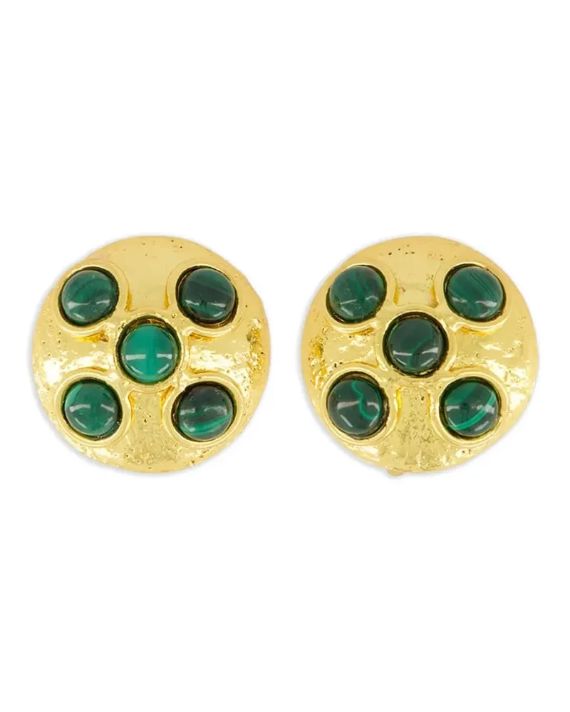 Sylvia Toledano Brutalist Ohrringe aus Malachit - Gold Gold