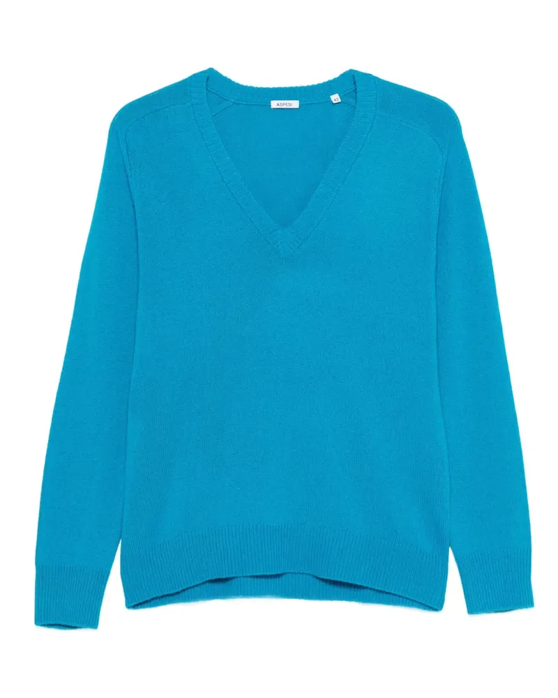 ASPESI Pullover mit V-Ausschnitt - Blau Blau