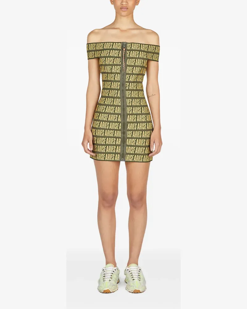 Aries Schulterfreies Minikleid - Grün Grün