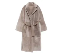 Mantel aus Shearling mit Gürtel - Braun