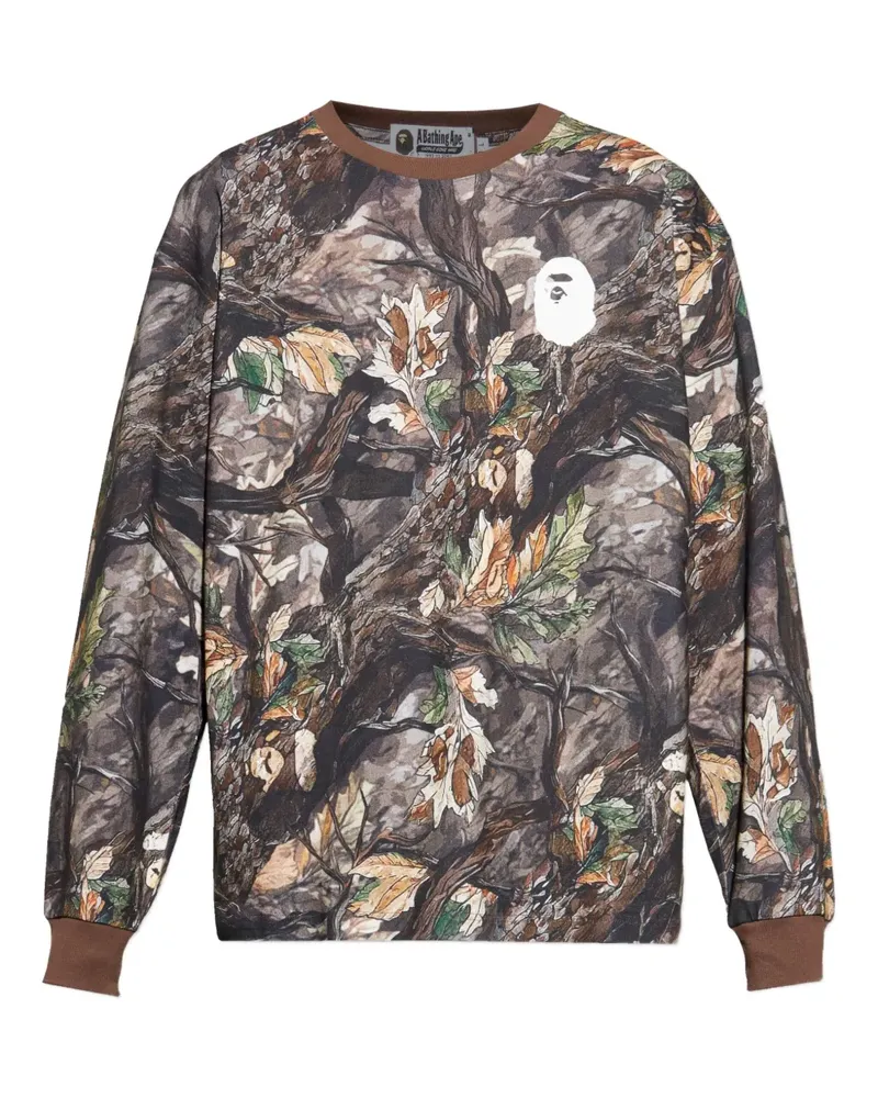 BAPE Langarmshirt mit grafischem Print - Braun Braun