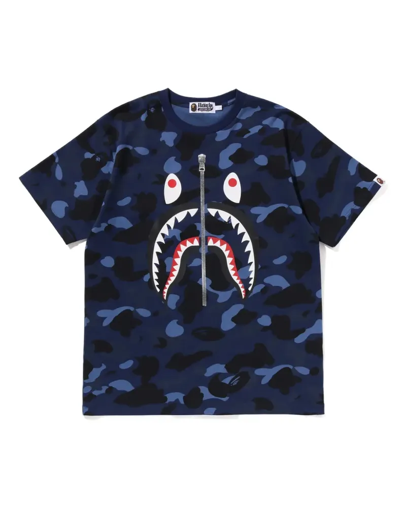 BAPE Shark camouflage-print T-shirt - Blau Blau