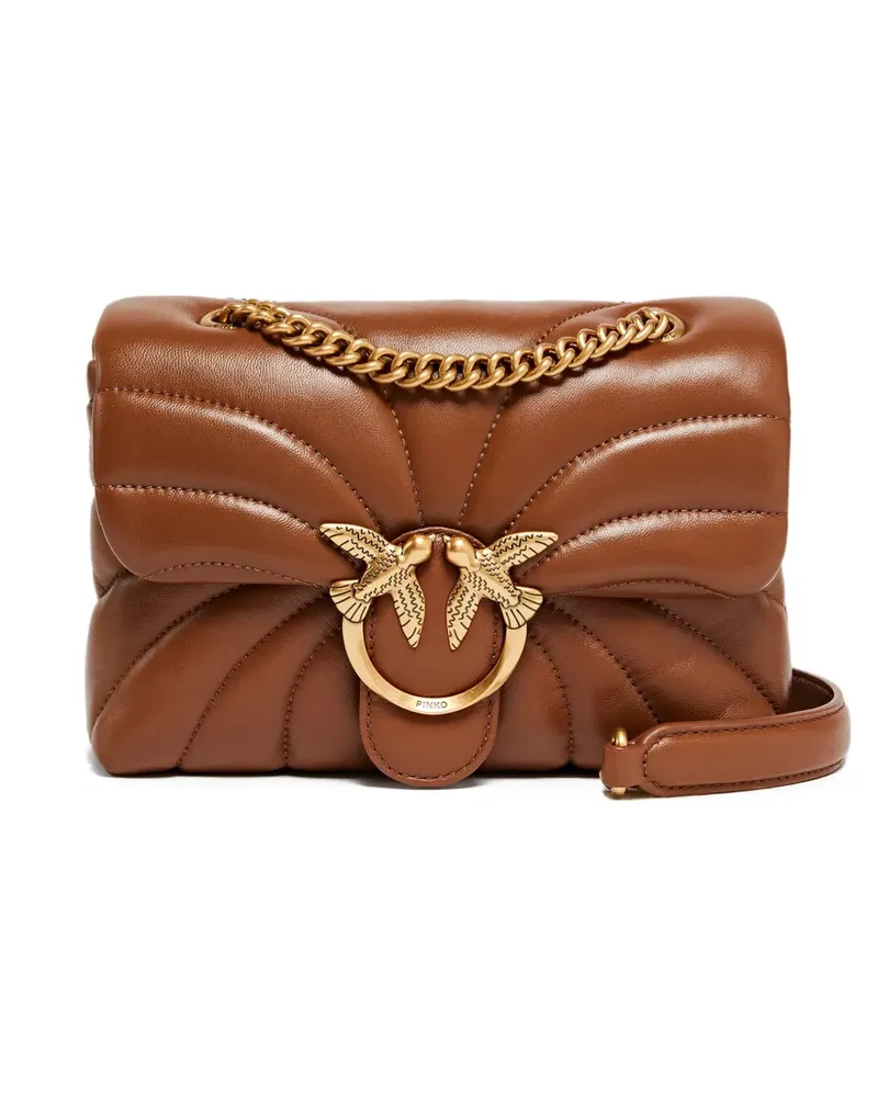Pinko Mini Love Umhängetasche mit Steppung - Braun Braun