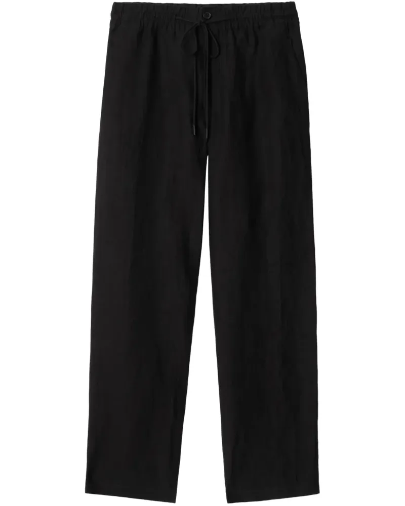 Burberry Leinenhose mit geradem Bein - Schwarz Schwarz