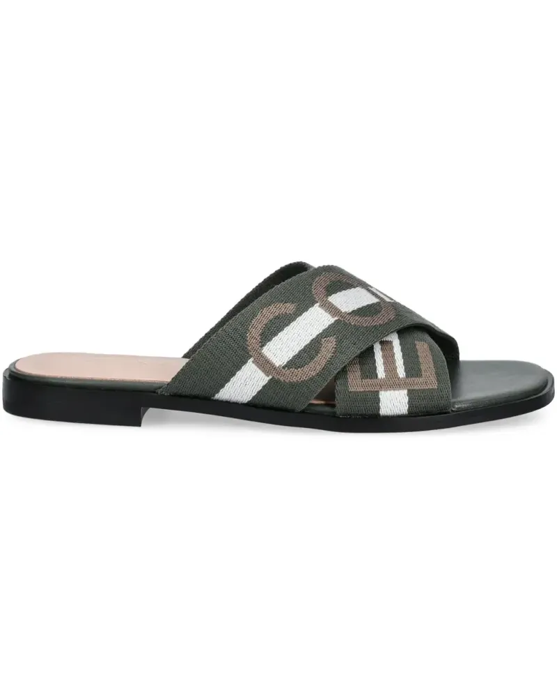Coccinelle Flache Sandalen mit Logo-Print - Grün Grün