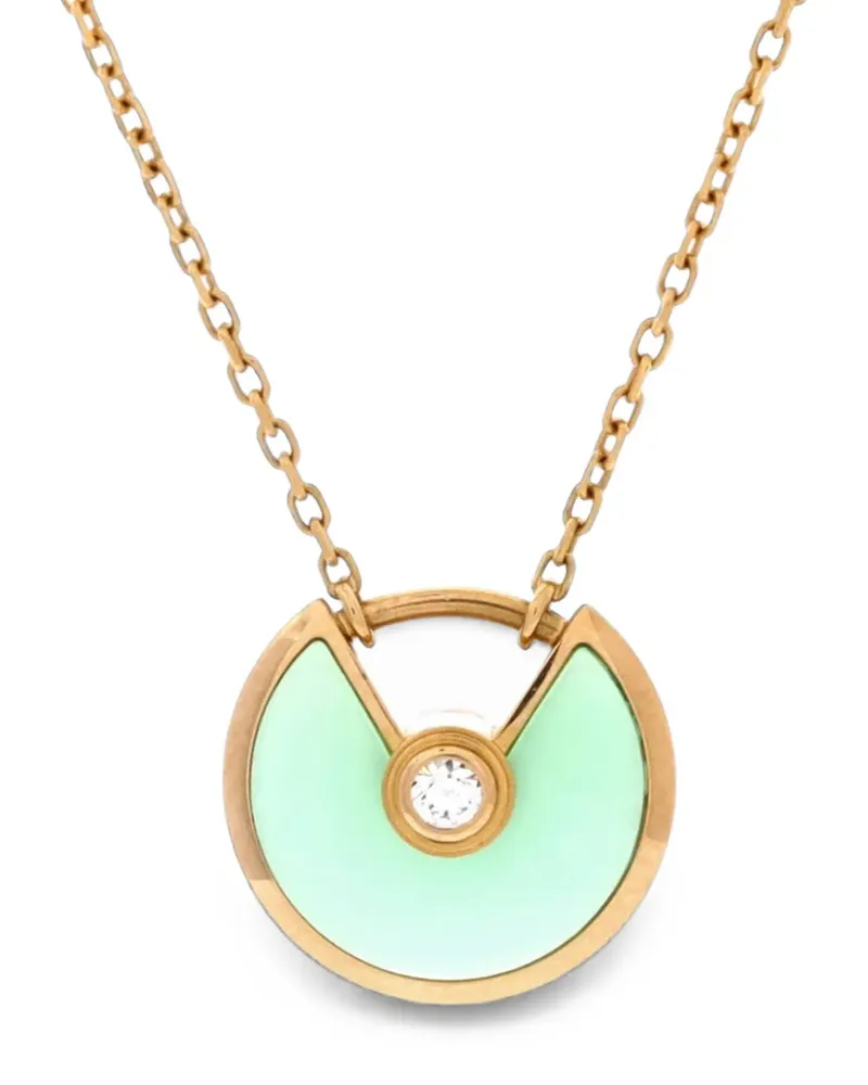 Cartier Amulette de  Pendant 18K Yellow Gold with Chrysoprase and Diamond XS necklace Gold