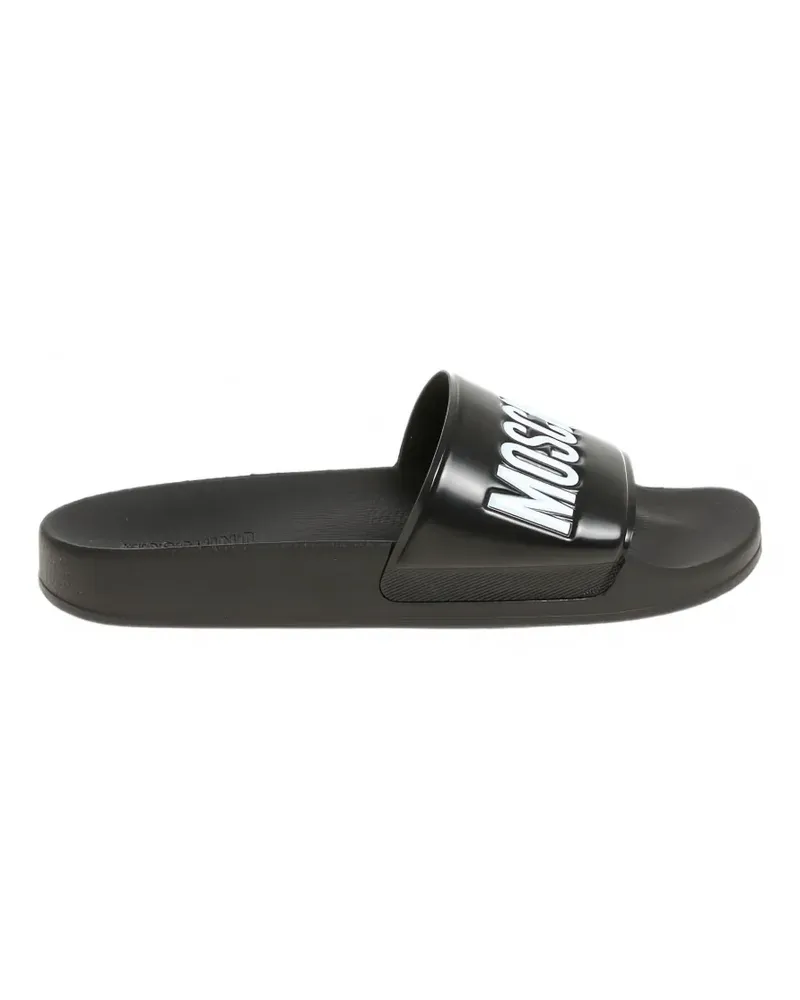 Moschino logo-print pool slides - Schwarz Schwarz
