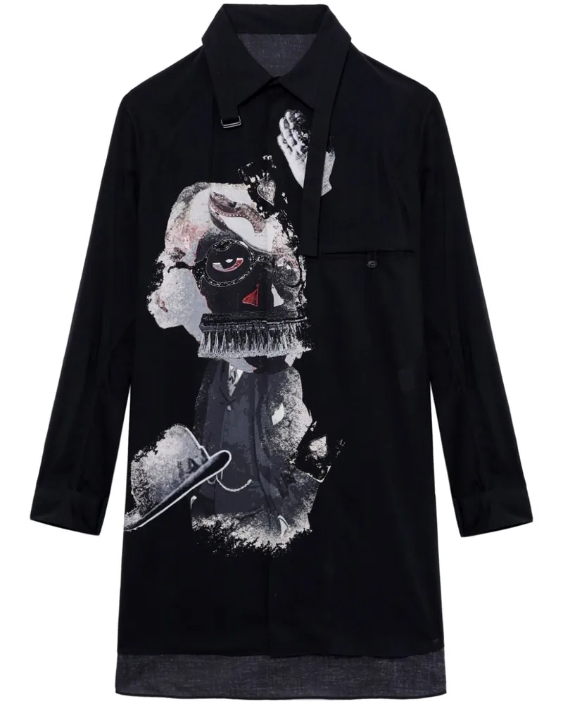 Yohji Yamamoto Kuro Hemd mit grafischem Print Schwarz