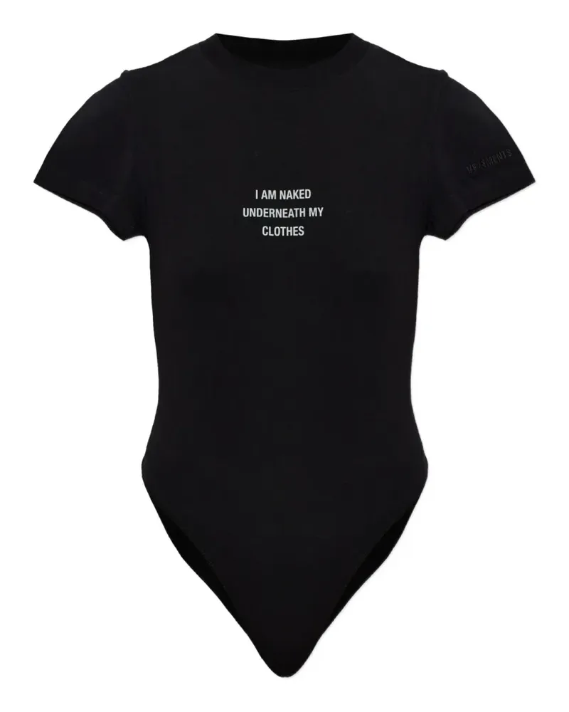 VETEMENTS slogan-print short-sleeve bodysuit - Schwarz Schwarz