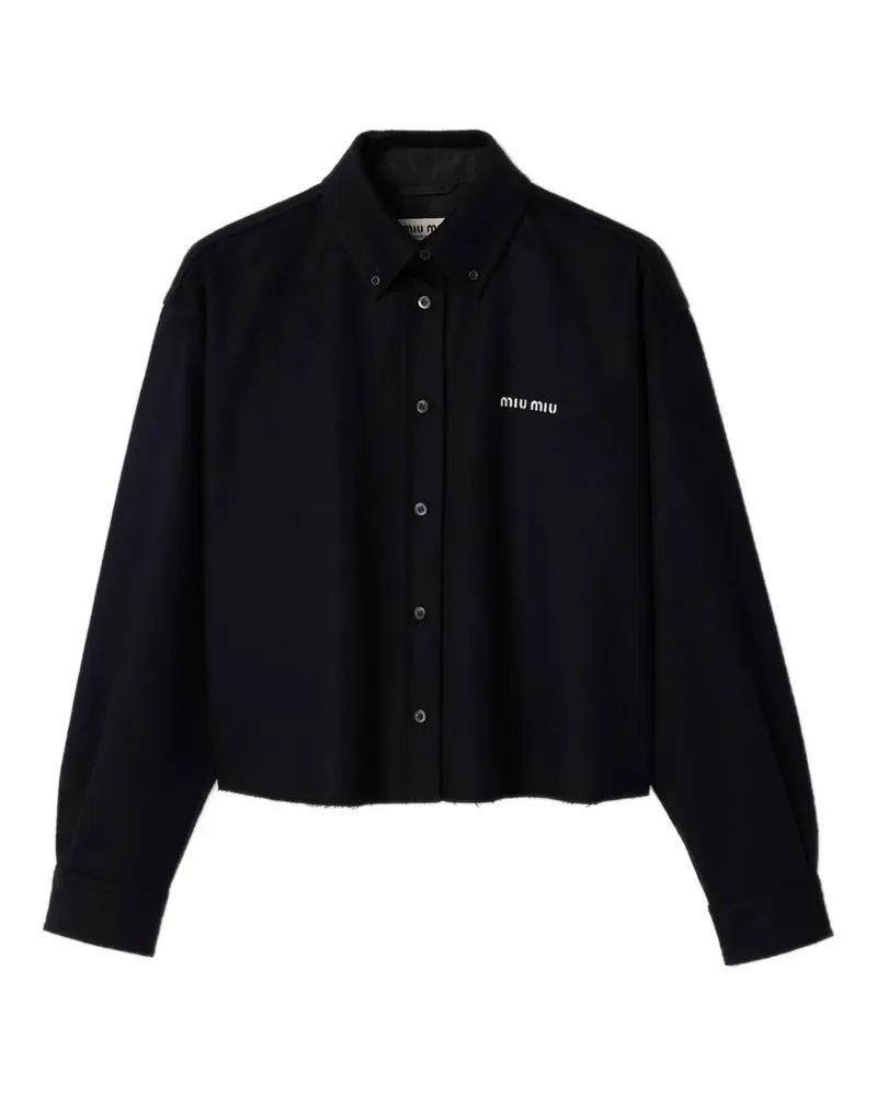 Miu Miu boxy-fit embroidered-logo shirt - Blau Blau