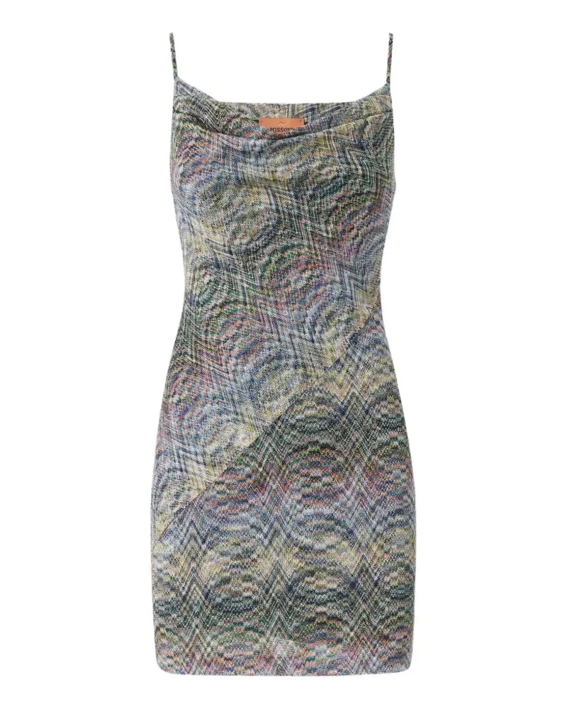 Missoni Zickzackstrick-Kleid mit drapiertem Ausschnitt - Blau Blau