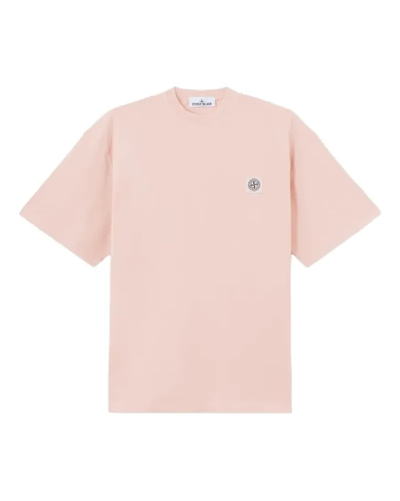 Stone Island T-Shirt mit Logo-Patch - Rosa Rosa