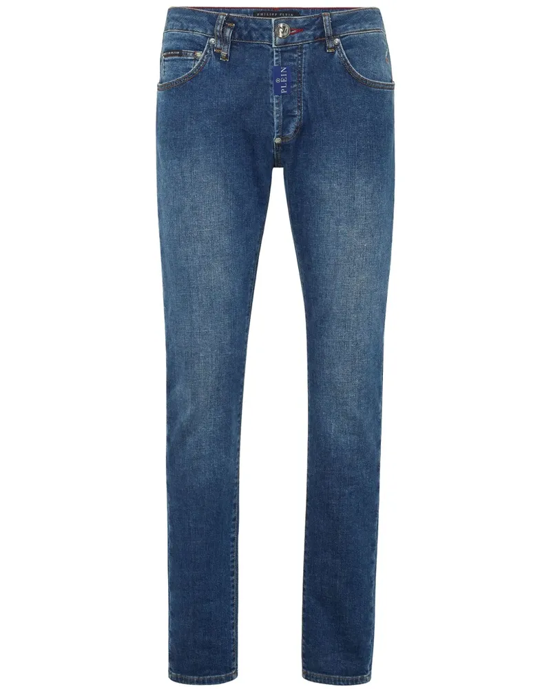 Philipp Plein Jeans mit Logo-Schild - Blau Blau