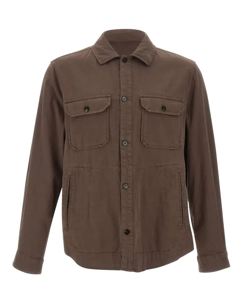 Woolrich button flap cotton overshirt - Braun Braun