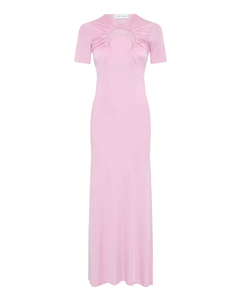 Marine Serre Moon-motif cut-out gathered maxi dress - Rosa Rosa