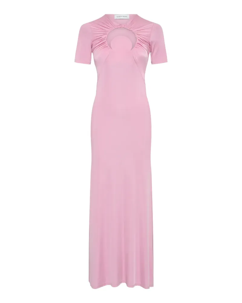 Marine Serre Moon-motif cut-out gathered maxi dress - Rosa Rosa