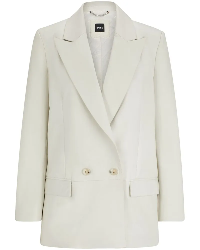 HUGO BOSS Doppelreihiger Lederblazer - Weiß Weiß
