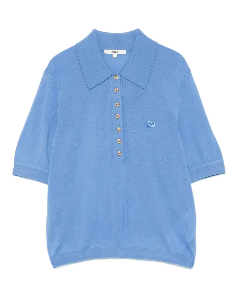 Maje short-sleeve knitted polo top - Blau Blau