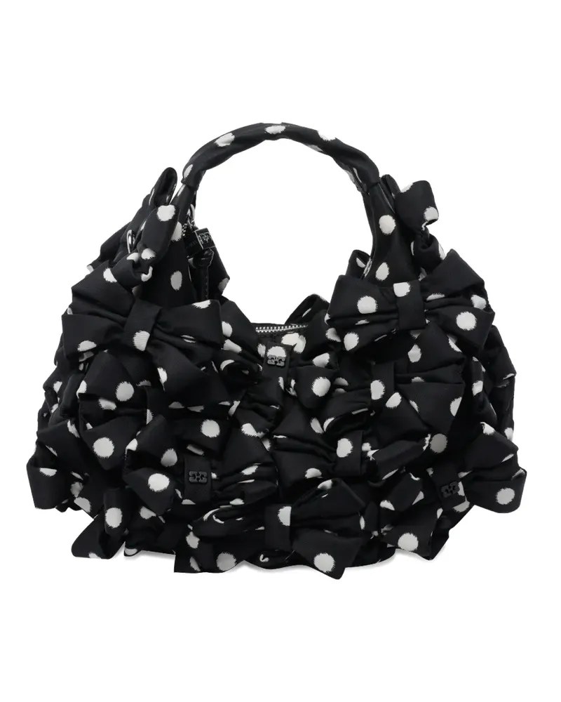 Ganni mini bow polka dot clutch bag - Schwarz Schwarz